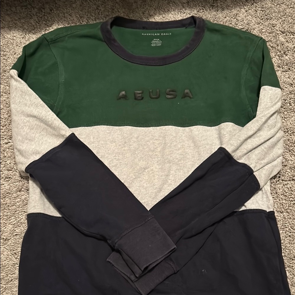 Green and Gray Long Sleeve Shirt
